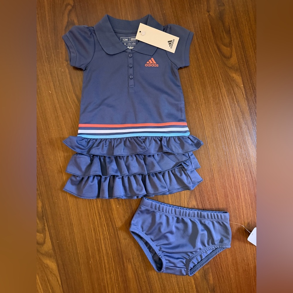 Adidas Blue Dress Set Size 12M NWT